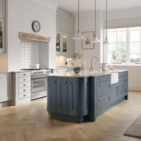 Wood Shaker Painted Light Grey and Oxford Blue